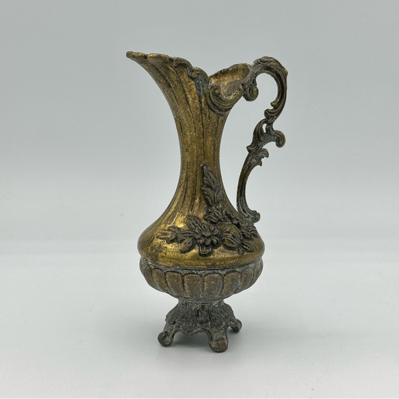 Vintage Small Golden Spelter Brass Ornate Vase 4.5” - Picture 6 of 8